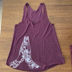 Maroon colored nana are prayer hands tank top size medium